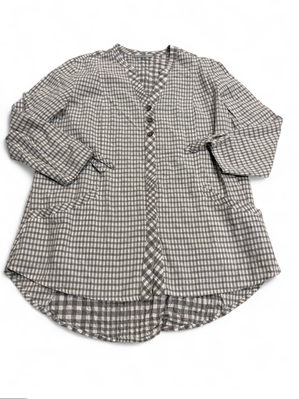 Habitat Clothes to Live In Cotton Checkered Button Down Tunic Size Small